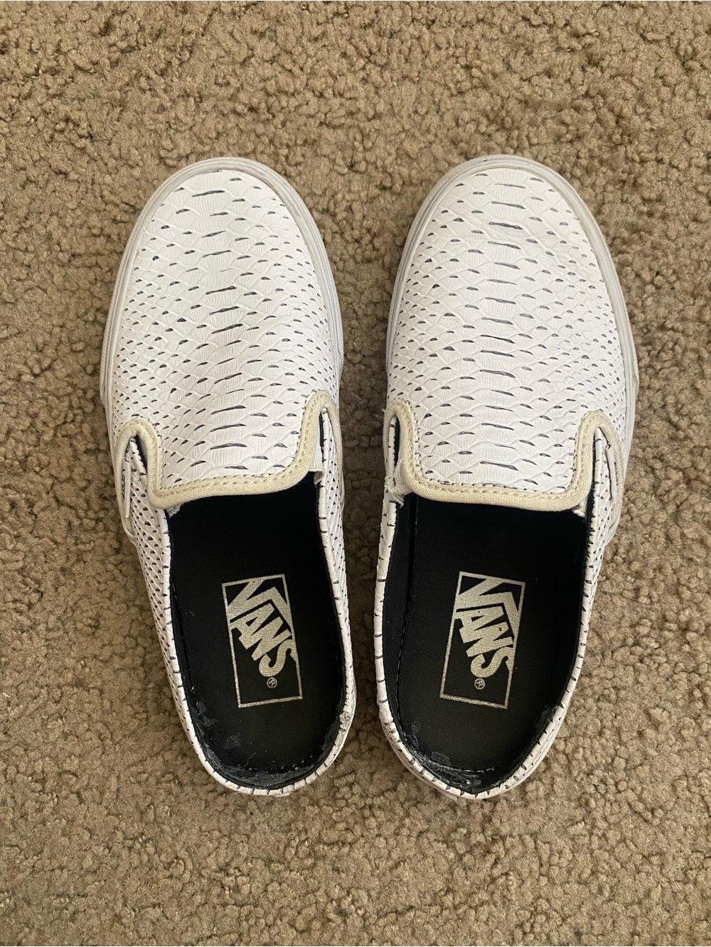 Vans White Perforated Slip-On Loafers